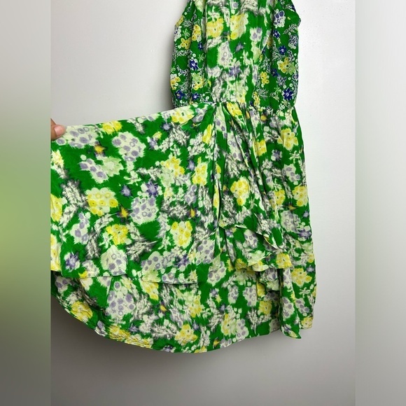 Rebecca Taylor 100% Silk Tropical Halter Mid Dress old money classic Sz 0 - Picture 3 of 12